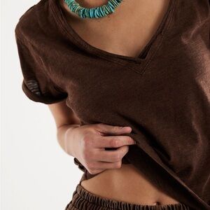 Free People We The Free Take 2 Tee Double Espresso Brown sz S